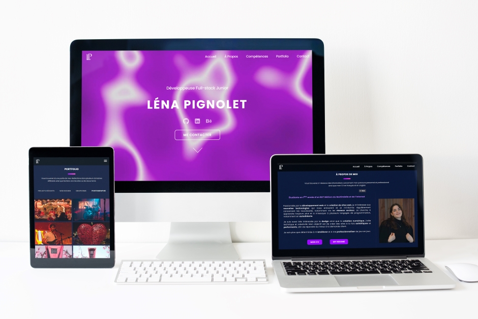 Mockup PC, tablette et mobile de mon portfolio